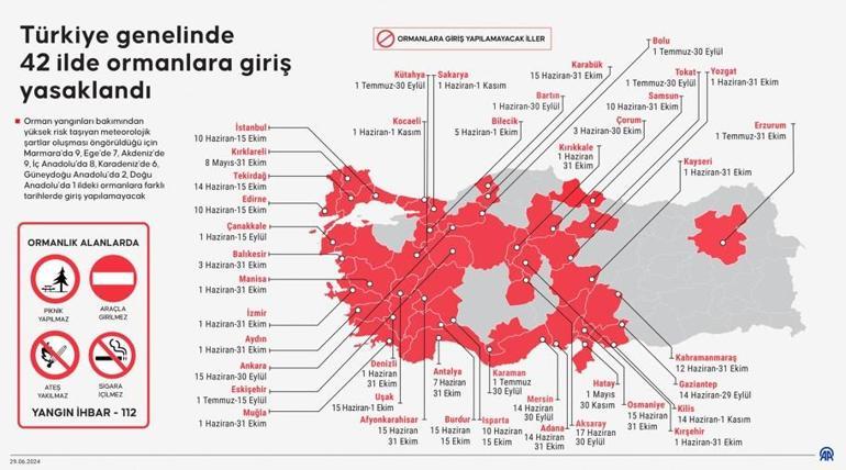 42 ilde ormanlara giriş yasaklandı! Ormanlara Giriş, Piknik ve Mangal Yapmak Yasaklandı mı? İşte Yasaklanan İller