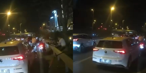 Otomobil sürücüsü trafikte tartıştığı motosikletliyi ezmeye çalıştı Otomobil sürücüsü trafikte tartıştığı motosikletliyi ezmeye çalıştı
