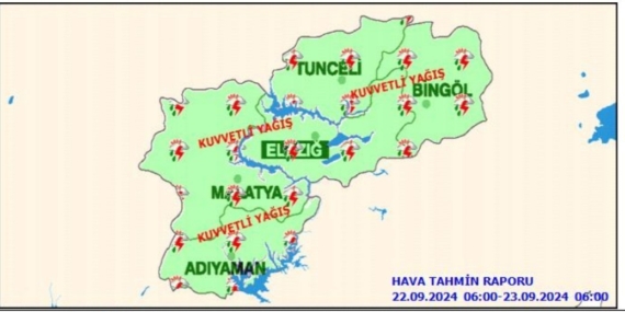 Meteoroloji'den Elazığ ve Çevresindeki İller İçin Kuvvetli Yağış Uyarısı Meteoroloji’den Elazığ ve Çevresindeki İller İçin Kuvvetli Yağış Uyarısı
