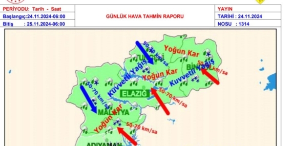 Meteorolojiden yoğun kar ve kuvvetli rüzgar uyarısı Meteorolojiden yoğun kar ve kuvvetli rüzgar uyarısı