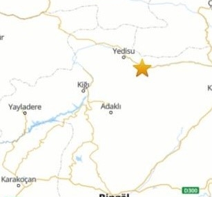 Bingöl'ün Yedisu İlçesinde 4.8 Büyüklüğünde Deprem Bingöl’ün Yedisu İlçesinde 4.8 Büyüklüğünde Deprem