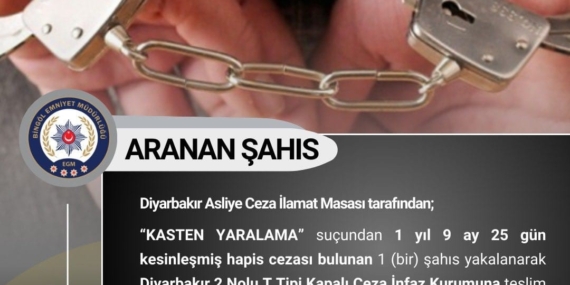 Bingöl'de Hapis Cezası Olan Zanlı Yakalandı: Yeni Gelişmeler Bingöl’de Hapis Cezası Olan Zanlı Yakalandı: Yeni Gelişmeler