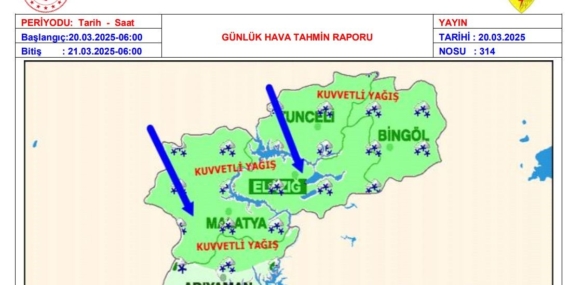 Elazığ İçin Meteorolojiden Şiddetli Yağış ve Rüzgar Uyarısı! Elazığ İçin Meteorolojiden Şiddetli Yağış ve Rüzgar Uyarısı!