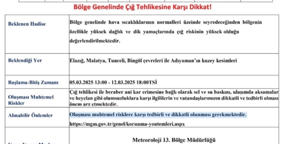 Meteoroloji'den Çığ Riski Uyarısı Meteoroloji’den Çığ Riski Uyarısı