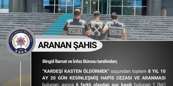 Bingöl'de 8 Yıl Hapis Cezası Olan Zanlı Yakalandı: Olayın Detayları Bingöl’de 8 Yıl Hapis Cezası Olan Zanlı Yakalandı: Olayın Detayları