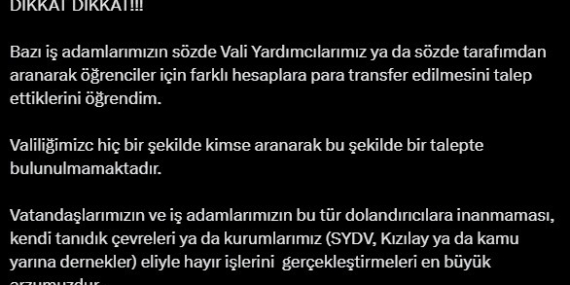 Vali Hatipoğlu'ndan Dolandırıcılığa Karşı Önemli Uyarılar Vali Hatipoğlu’ndan Dolandırıcılığa Karşı Önemli Uyarılar