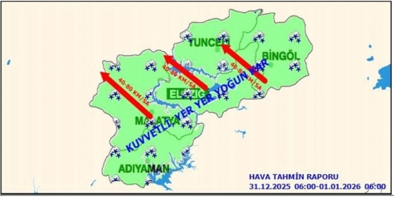 Elazığ’da Şiddetli Kar ve Rüzgar Uyarısı: Dikkat!