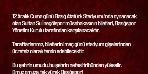 Elazığspor Yönetimi Biletleri Ücretsiz Dağıttı! Fırsatı Kaçırmayın