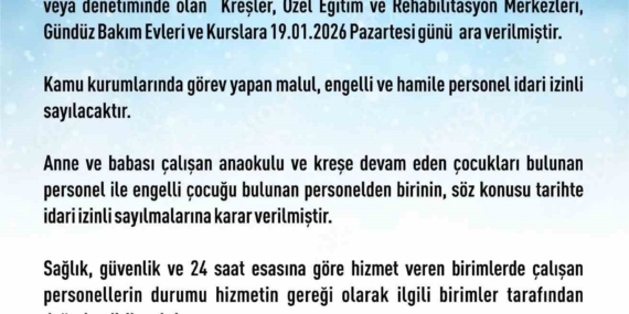 Elazığ’daki Rehabilitasyon ve Bakımevi Kurslarına Kar Tatili Müjdeleri