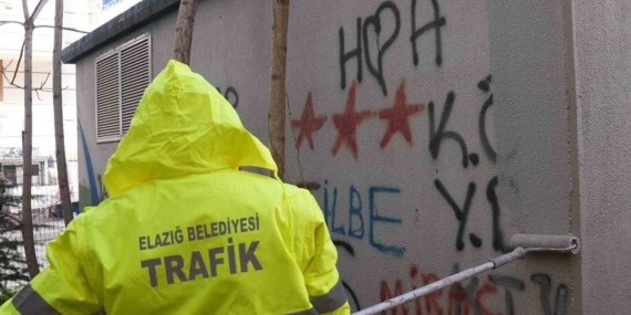Elazığ’da Kent Estetiğini Koruyan Duvar Yazıları Temizleniyor